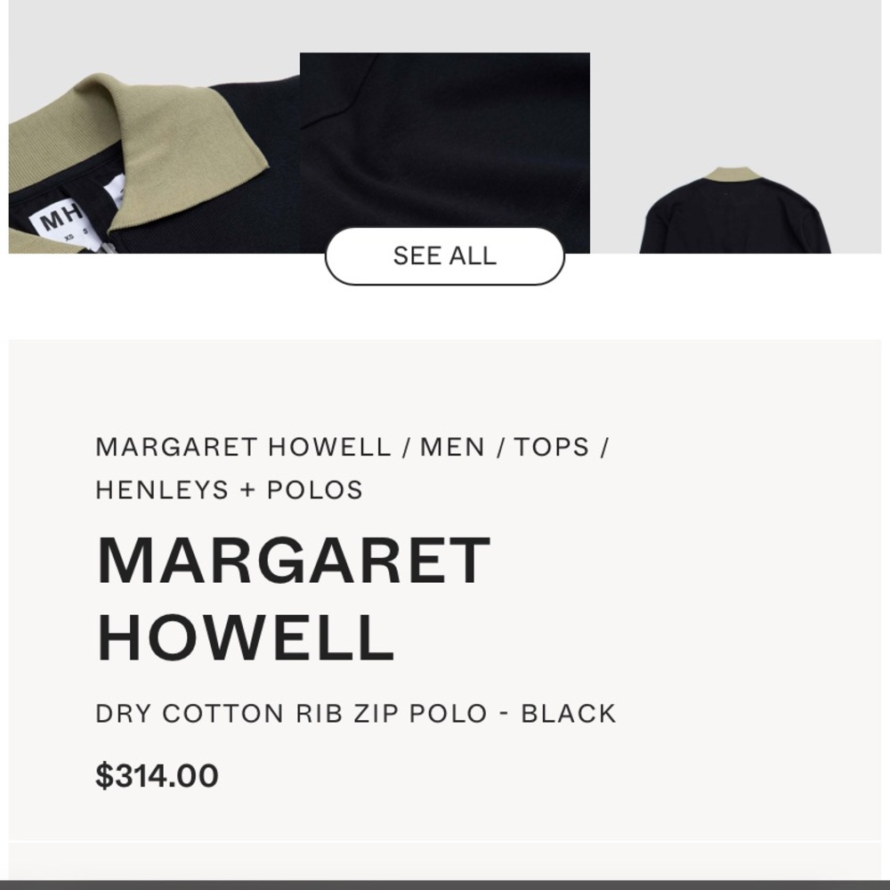 Margaret Howell dry cotton black polo VIRAL shirt sold out everywhere